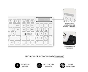 TECLADO + RATON BUSINESS SLIM SILENCIOSO WIRELESS BLANCO SUBBLIM