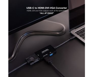 CONVERSOR USB-C A HDMI/DVI/VGA 20CM NEGRO NANOCABLE