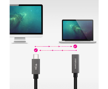 CABLE USB-C 3.2 GEN2x2 20Gbps 3A 4K USB-C/M USB-C/H 0.5 M NEGRO NANOCABLE