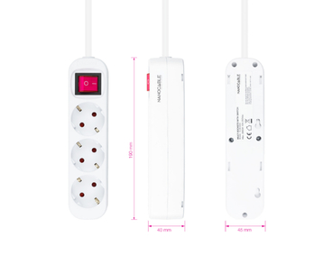 REGLETA PROTECTORA 3 TOMAS CON INTERRUPTOR BLANCO NANOCABLE