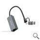 CONVERSOR USB-C+USB-A/M 3.0 A ETHERNET 15 CM GRIS NANOCABLE